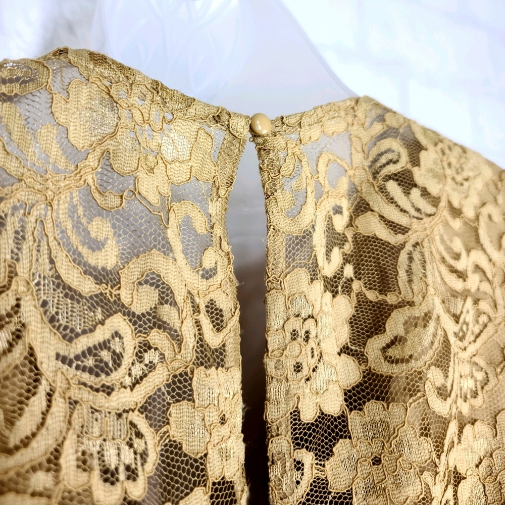 Nanette Lepore▪︎Gold Poetic Love Lace Sheath Dress - Picture 5 of 13